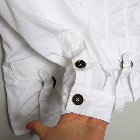 Linea Domani Ruched Spring Jacket Fitted White Lightweight Outdoors - Picture 7 of 9